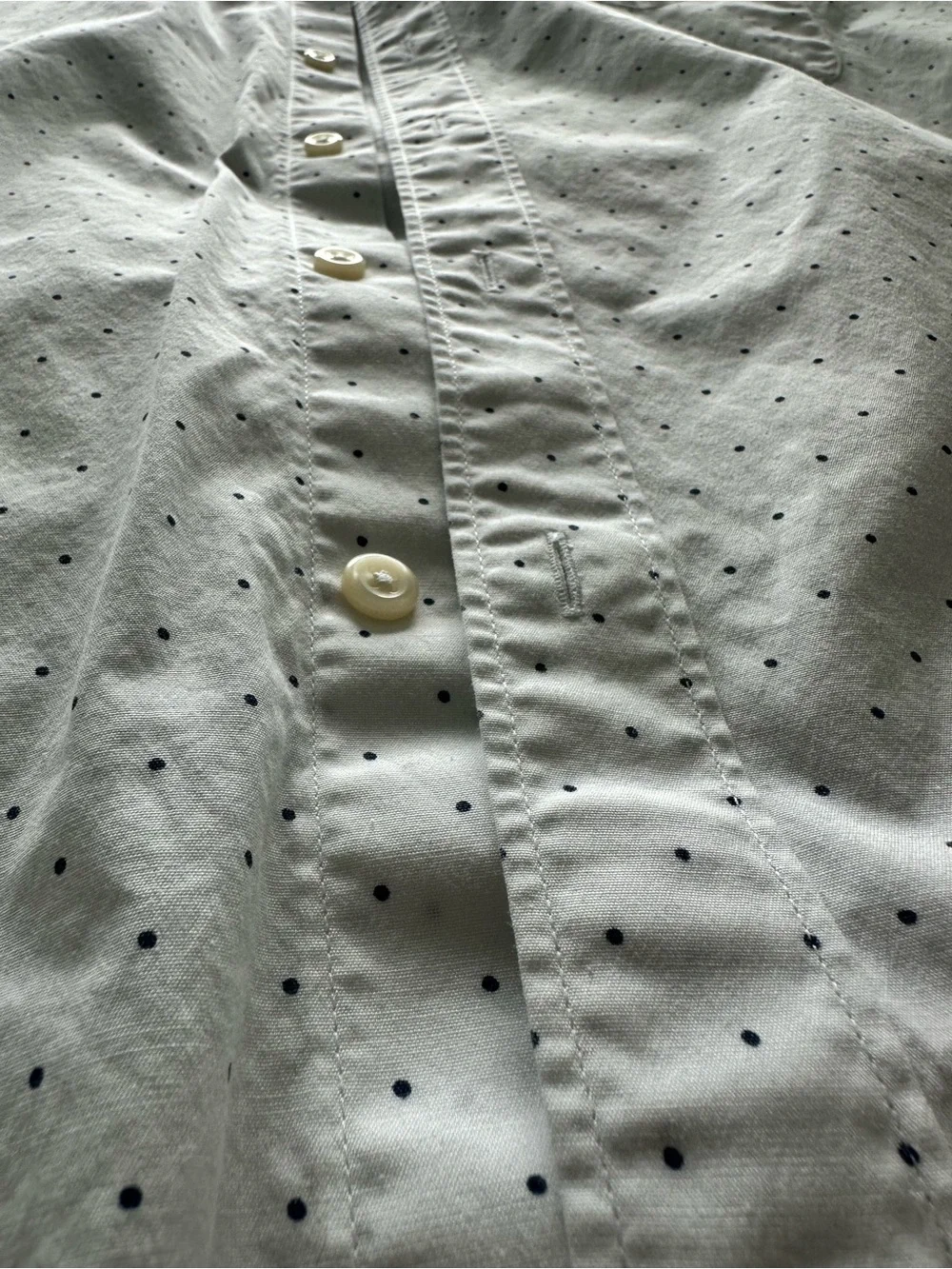J.Crew Secret Wash Shirting Slim Untucked White Navy Dot Button Down Shirt L